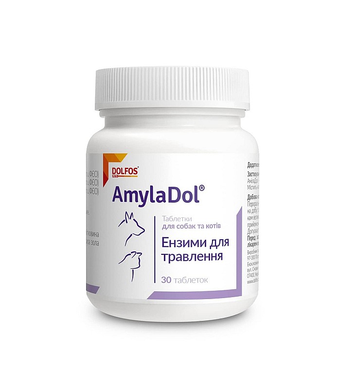 Додатковий корм для собак і кішок Аміла Дол AmilaDol 30 таблеток Дольфос DOLFOS підшлункова