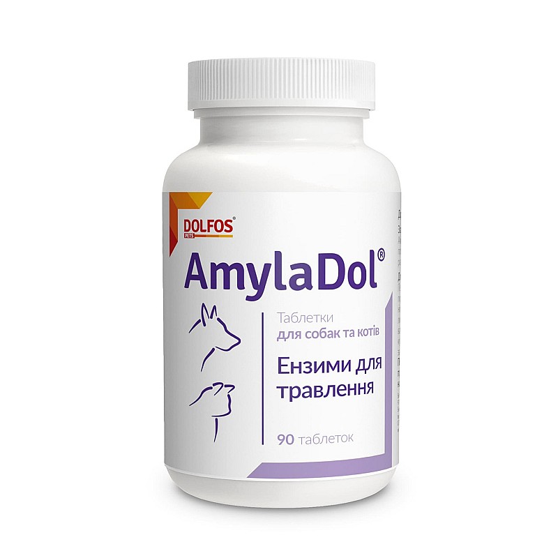 Додатковий корм для собак та кішок АмілаДол AmylaDol Дольфос DOLFOS для підшлункової 90 табл