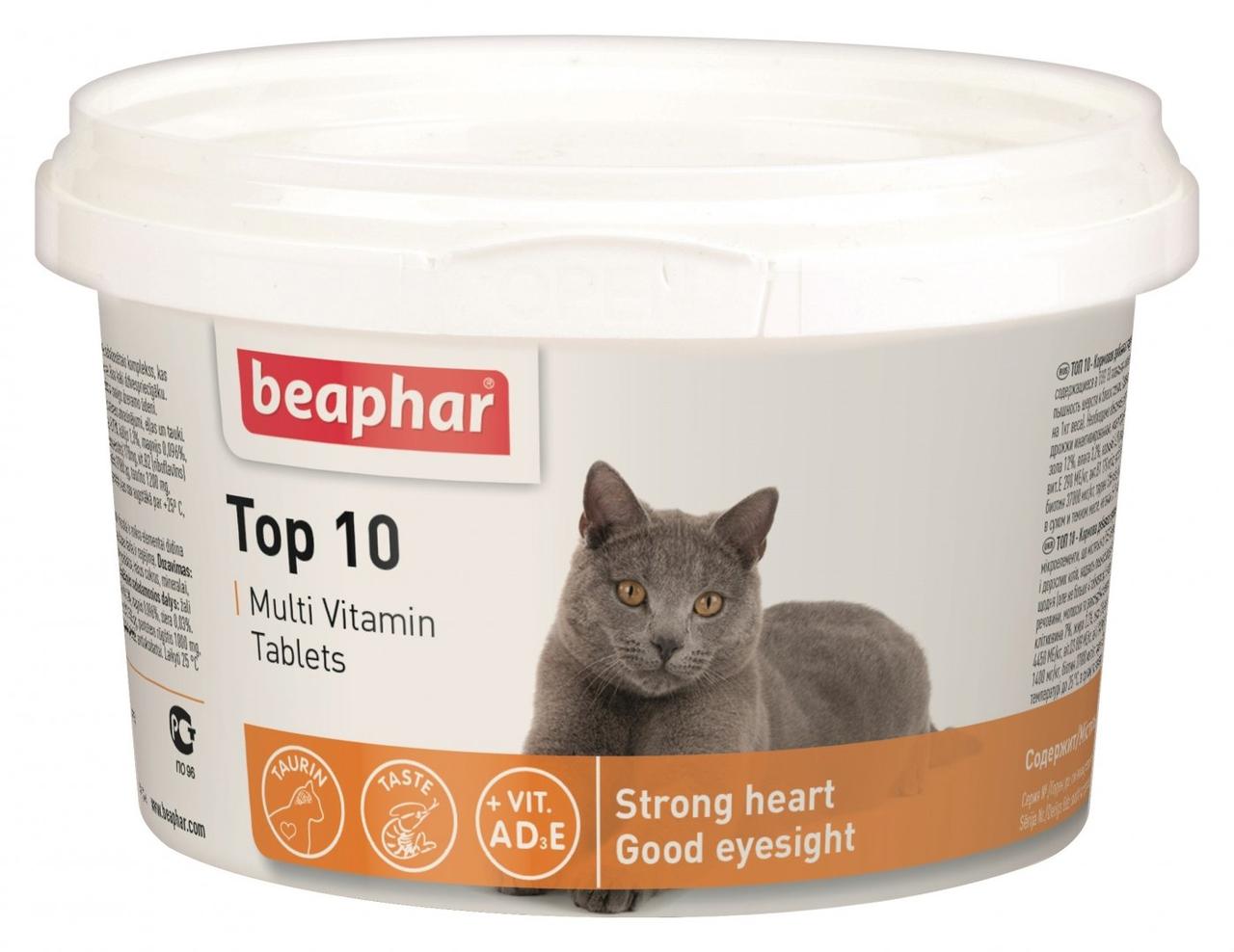 Top 10 Cat Топ 10 для котів 180 таблеток універсальний комплекс вітамінів мінералів та мікроелементів Beaphar