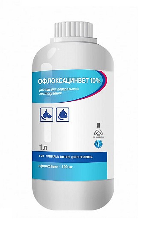 Офлоксацинвет 10% розчин для перорального застосування 1 л Ветсинтез