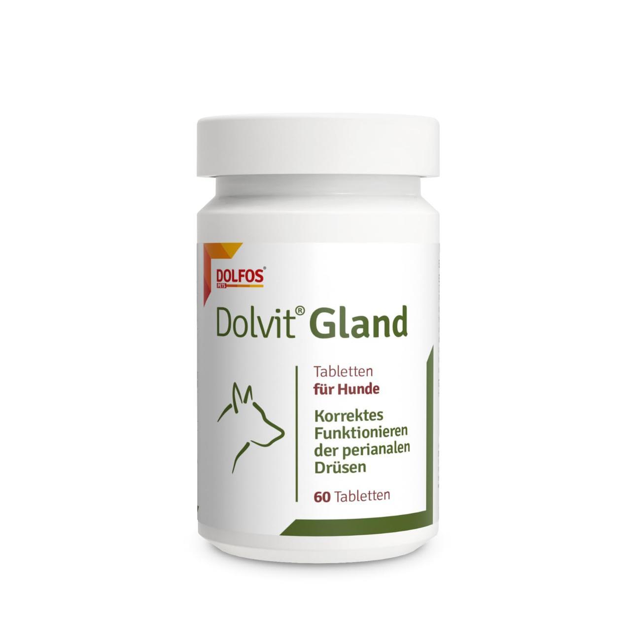 Додатковий корм для собак Дольфос Dolvit Gland Долвіт Гленд 60 таблеток для покращення функціонування періанальних залоз