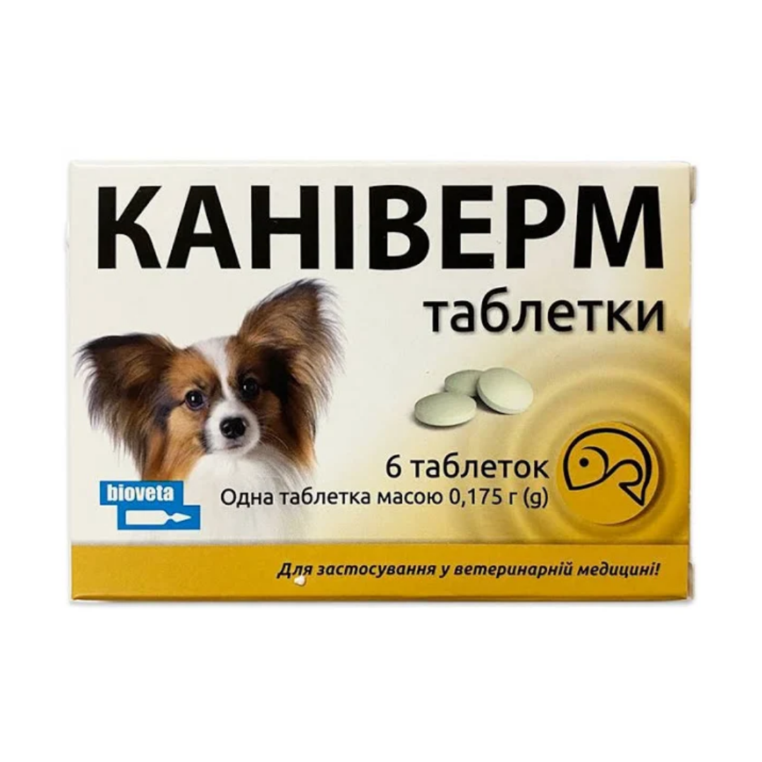 Каніверм таблетки №6 0 175 г Bioveta 1 таблетка на 0 5-2 кг
