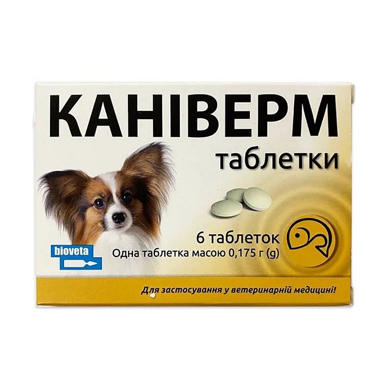 Каніверм таблетки №6 0 175 г Bioveta 1 таблетка на 0 5-2 кг